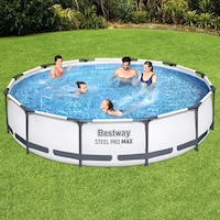 Bestway Swimming Pool 366x76cm Steel Frame Round Above Ground Pools w/ Filter Pump 6473L