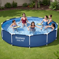 Bestway Swimming Pool 366x76cm Steel Frame Round Above Ground Pools w/ Filter Pump 6473L