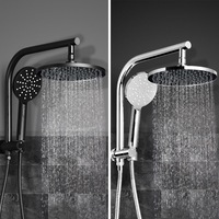 Cefito Shower Head Set 9" Rain Handheld Heads Round Chrome Black WELS High Pressure