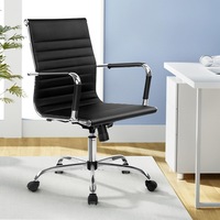 Artiss Office Chair Conference Chairs PU Leather Mid Back Black