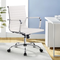 Artiss Office Chair Conference Chairs PU Leather Mid Back White