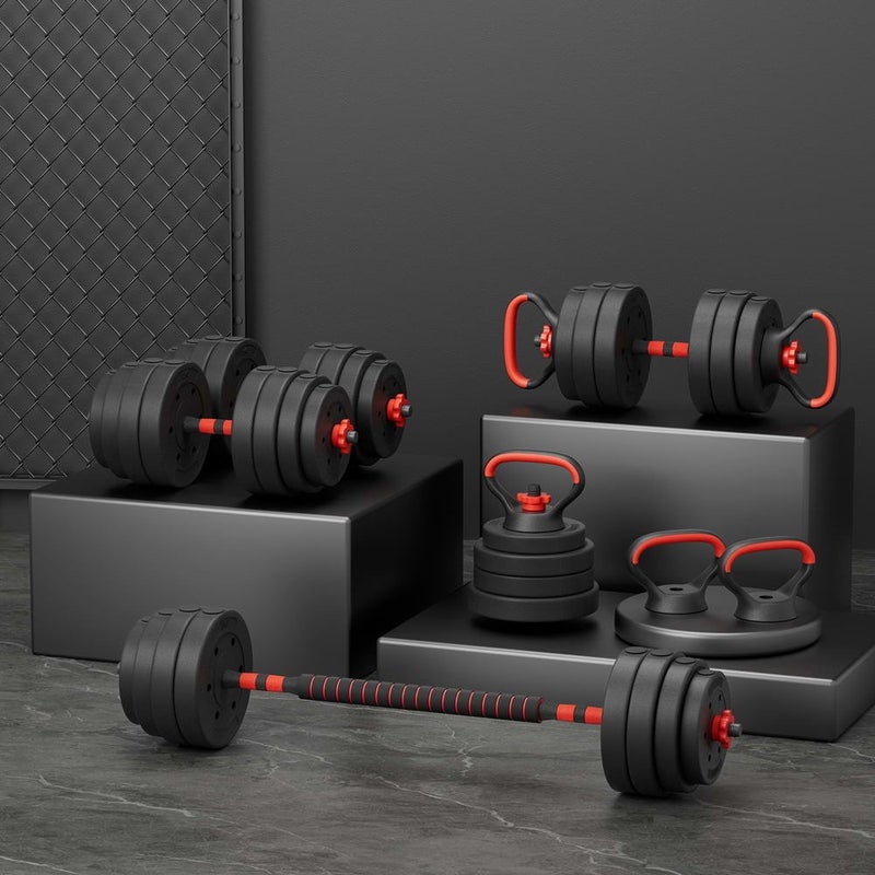Everfit 40kg Adjustable Dumbbells Set Kettle Bell Weight Plates Barbells Gym Australia