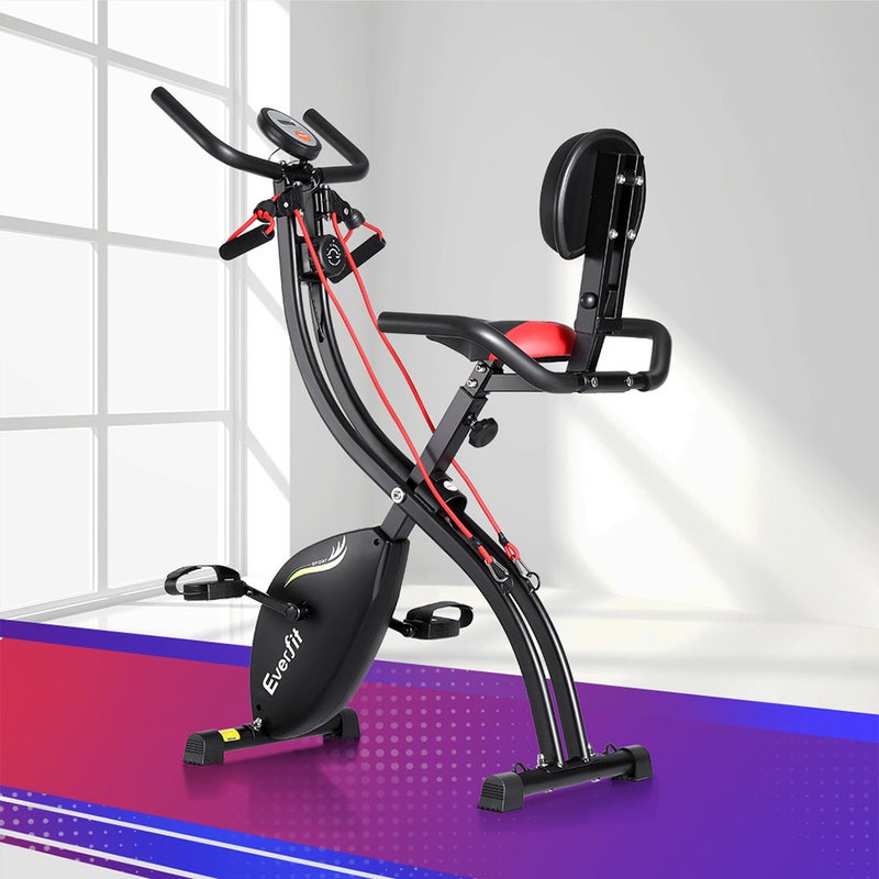 Everfit Folding Exercise Bike Magnetic X-Bike Indoor Cycling Resistance Rope Australia
