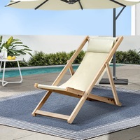 Gardeon Sun Lounge Outdoor Chairs Folding Beach Chair Patio Furniture Pool Beige