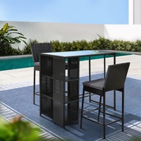 Gardeon 3PCS Outdoor Bar Table Dinning Indoor Furniture Bar Setting Patio 2 Seater