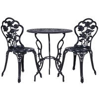 Gardeon 3PC Outdoor Setting Bistro Set Chairs Table Cast Aluminum Rose Black