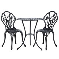 3 Piece Outdoor Setting Chairs Table Bistro Set Cast Aluminum Patio