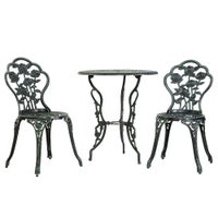 Outdoor Setting 3 Piece Chairs Table Bistro Set Cast Aluminum Patio