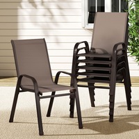 Gardeon 6pcs Outdoor Dining Chairs Stackable Chair Patio Garden Furniture Brown