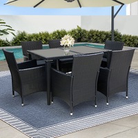 Gardeon 7PCS Outdoor Dining Set Table Chairs Patio Furniture Wicker Rattan Set