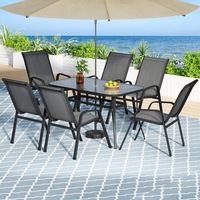 Gardeon 7PCS Outdoor Dining Set Table and Chairs Patio Furniture Garden Bistro Set Grey