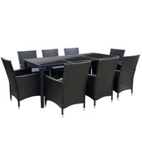 Gardeon 9PCS Outdoor Dining Set Table Chairs Patio Furniture Wicker Rattan Set