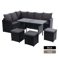 Gardeon 9-Seater Outdoor Dining Set Lounge Table & Chairs Black