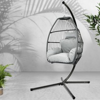 Gardeon Egg Swing Chair Outdoor Furniture Hammock Stand Hanging Seat Wicker Grey