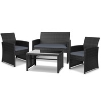 Gardeon 4PCS Outdoor Lounge Setting Wicker Sofa Furniture Set