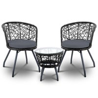 Outdoor Furniture Rattan Bistro Set Chair Patio Garden Wicker Cushion Gardeon