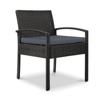Outdoor Furniture Rattan Chair Bistro Wicker Garden Patio Cushion Black