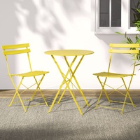 Gardeon Outdoor Setting Bistro Set Table and Chairs Folding Patio Furniture Yellow