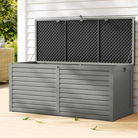 Gardeon Outdoor Storage Box 490L Container Lockable Garden Bench Tools Toy Shed Black