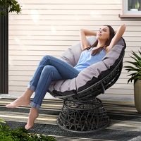 Gardeon Outdoor Chairs Papasan Chair Lounge Setting Patio Furniture Wicker Sofa Garden Black