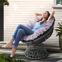 Gardeon Outdoor Chairs Papasan Chair Lounge Setting Patio Furniture Wicker Sofa Garden Grey