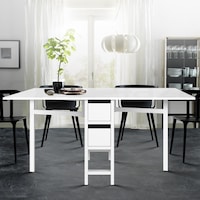 Artiss Dining Table Extendable Folding Tables Drawers Storage White Restaurant