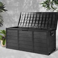 Gardeon Outdoor Storage Box 290L Lockable Organiser Garden Deck Shed All Black