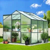 Green Fingers Greenhouse 1.9x1.9x1.83M Aluminium Polycarbonate Green House Garden Shed