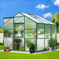 Green Fingers Greenhouse 1.9x1.9x1.83M Aluminium Polycarbonate Green House Garden Shed
