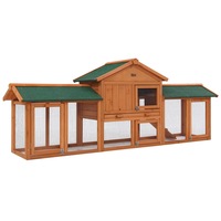 i.Pet Chicken Coop Rabbit Hutch 220cm x 44cm x 84cm Large Run Wooden Outdoor Bunny Cage House