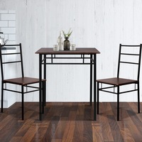 Artiss 3-piece Industrial Chairs and Table Dining Set - Walnut