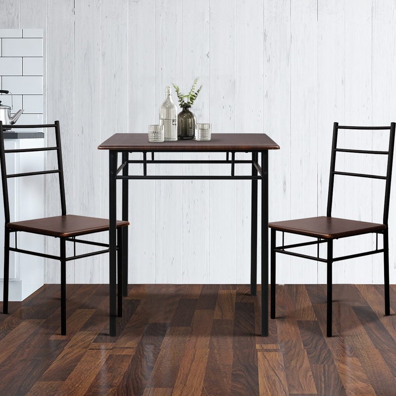 Artiss 3 Pieces Dining Set Table And Chairs Furniture Metal Legs