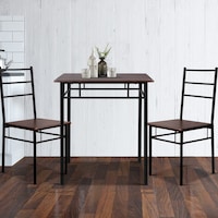 Artiss 3-piece Industrial Chairs and Table Dining Set - Walnut