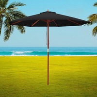 InstaHut 2.7m Outdoor Umbrella Pole Umbrellas Beach Garden Sun Stand Patio Black