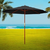 InstaHut 3m Outdoor Umbrella Pole Umbrellas Beach Garden Sun Stand Patio Black