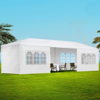 InstaHut Gazebo 3x9m Marquee Wedding Party Tent Outdoor Camping Side Wall Canopy 8 Panel White