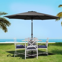 InstaHut 3m Outdoor Umbrella Beach Pole Garden Patio Tilt Black