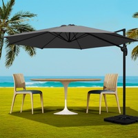 InstaHut 3m Outdoor Umbrella w/Base Cantilever Beach Roma 360 Degree Tilt Charcoal