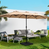 InstaHut 4.57m Outdoor Umbrella Beach Pole Garden Tilt Beige