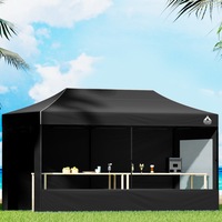 InstaHut Gazebo 3x6 Pop Up Marquee Folding Tent Wedding Gazebos Camping Outdoor Shade Canopy Black