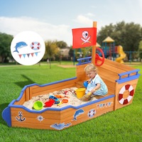 Keezi Kids Boat Sandpit Wooden Outdoor Play Sand Pit Toys Box Children Large