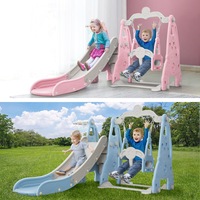 Keezi Kids Slide and Swing Set 170cm Long Outdoor Playground Toys Basketball Hoop