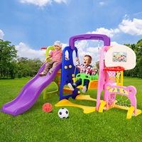 Keezi Kids Slide and Swing Set with Basketball Hoop Outdoor Indoor Playground 7-in-1