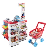 Keezi Kids Pretend Role Play Supermarket 24 Piece Playset Cash Register Trolley