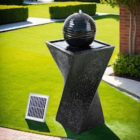 Gardeon Solar Water Feature with LED Lights Black 85cm