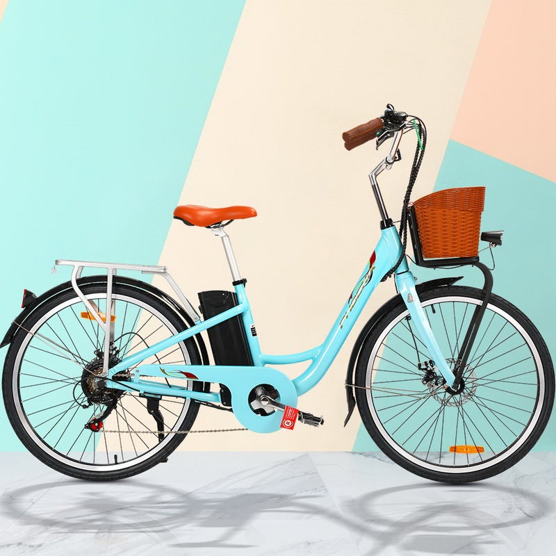 Phoenix Electric Bike City Bicycle eBike e-Bike Urban Commuter Battery Bikes 26 inch Green