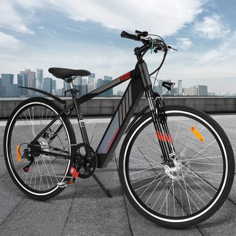 Phoenix 27″ Electric Bike eBike e-Bike City Mountain Bicycle LG Lithium Battery Black