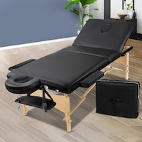 3 Fold Zenses Massage Table Beauty Bed 70cm Portable Black