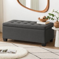 Artiss Storage Ottoman Blanket Box 97cm Linen Charcoal