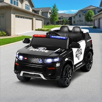 Rigo Kids Ride On Car Electric Patrol Police Toy Cars Remote Control 12V Black